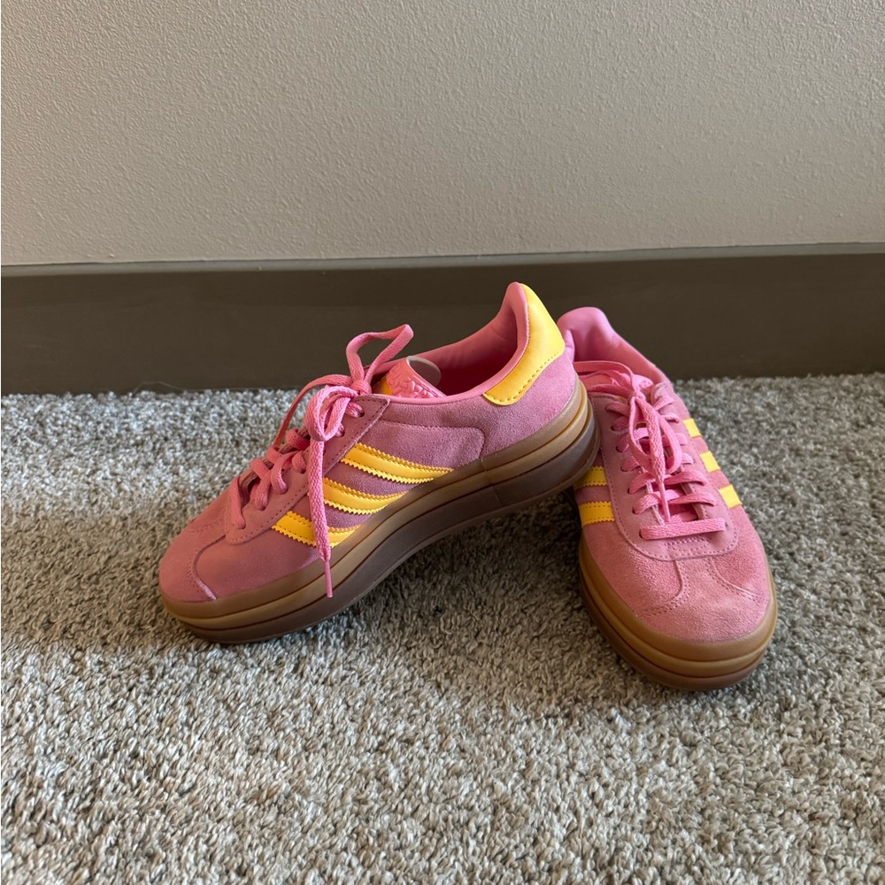 Adidas Pink and Yellow Gazelle